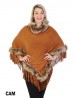 Poncho W/ Brown Fur Trim and Tassels